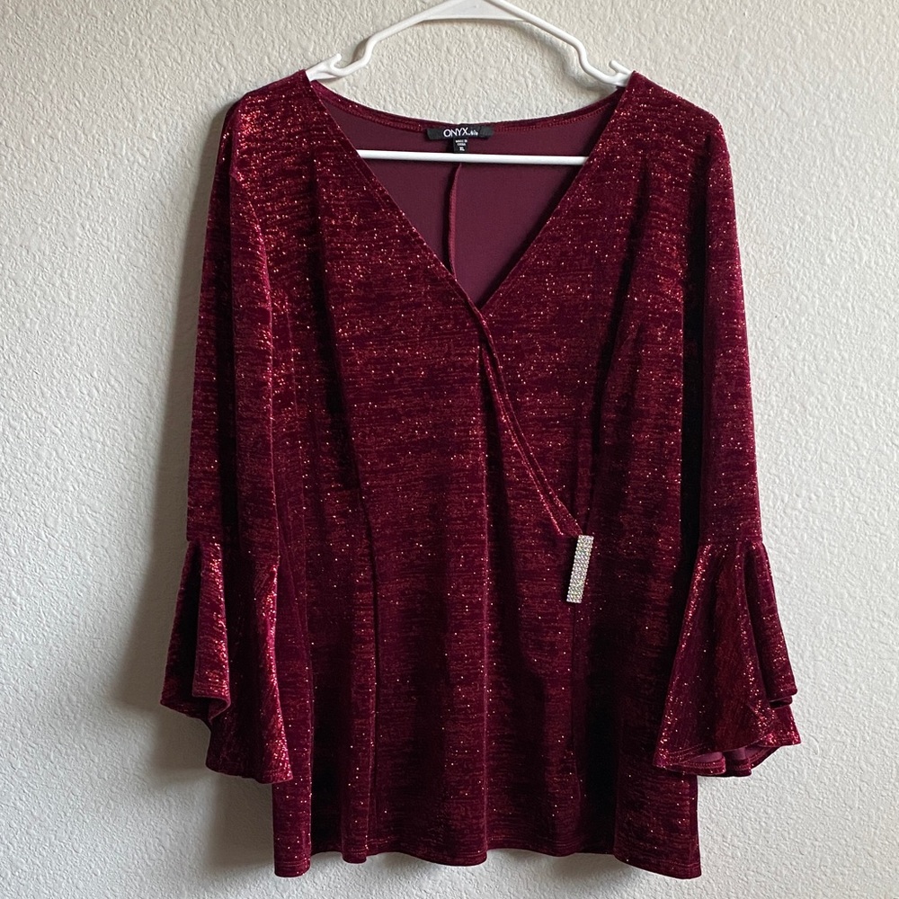 Onyx Deep Red Sparkle Blouse